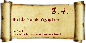Belácsek Agapion névjegykártya
